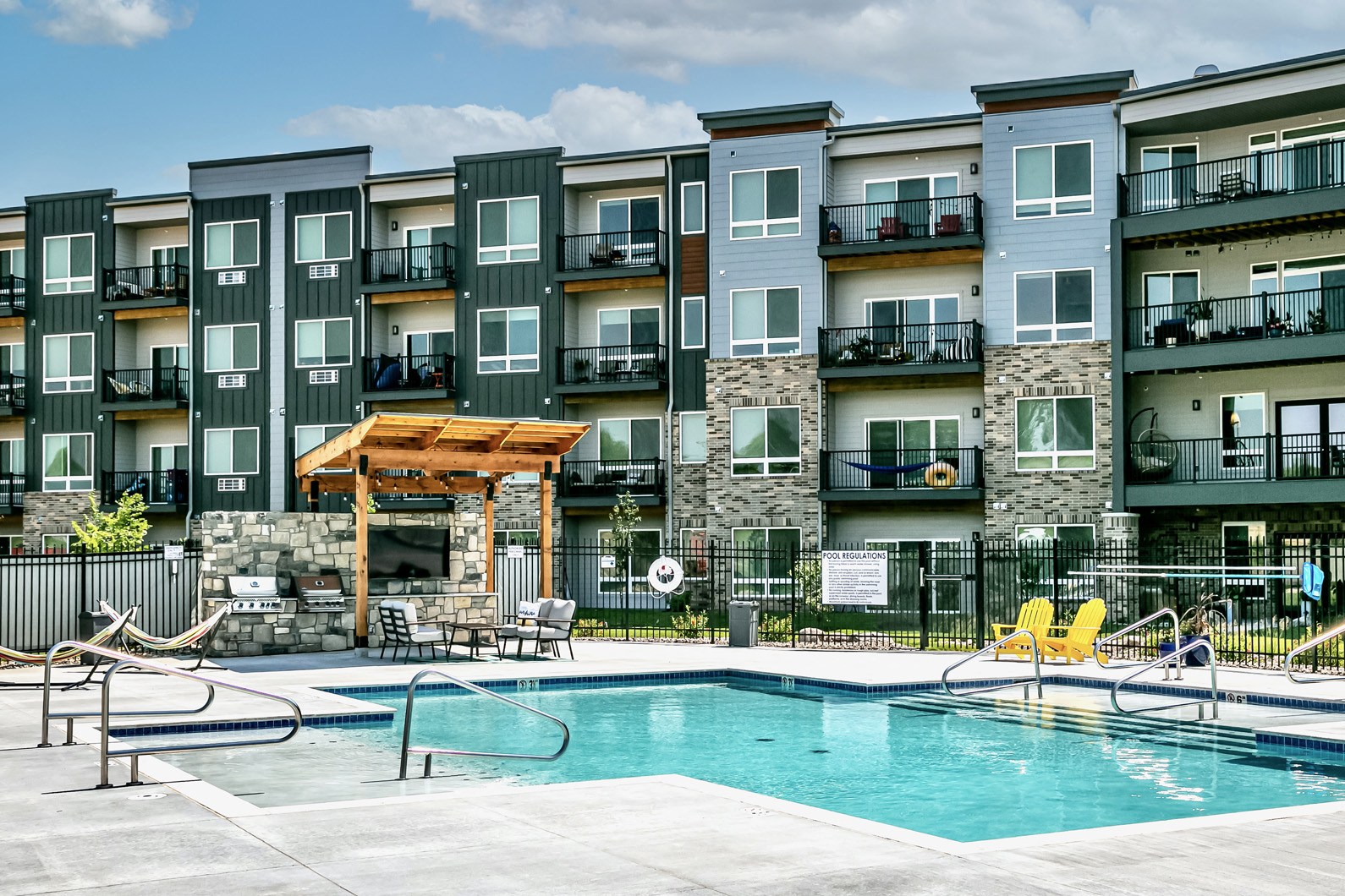 Resort-style pool at AXIS apartments in Papillion, NE